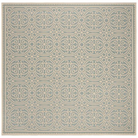 Safavieh 6 ft. 7 in. x 6 ft. 7 in. Linden 100 Contemporary Square Area Rug Cream & Aqua LND134L-6SQ
